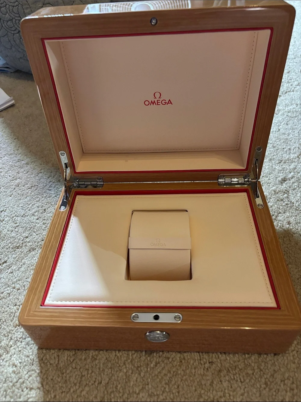 OMEGA Genuine Wooden Watch Presentation Box Case ONLY + Outer Box